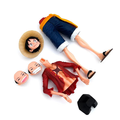 Quente 28cm uma peça anime figura confiden smiley luffy três forma rosto mudando boneca ação estatueta modelo brinquedos kits