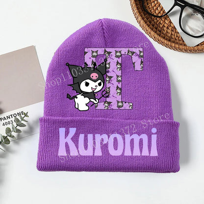 Personalized Gothic Bunny Beanie - Custom Letter Kawaii Knit Cap