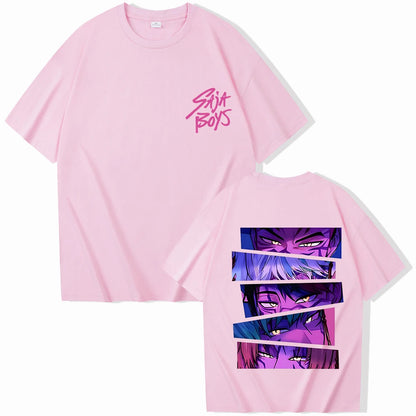 Cyberpunk Sunset Oversized Tee - Retro Neon Harajuku Streetwear