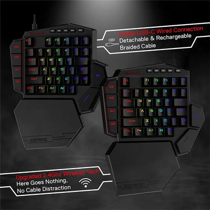 Wireless RGB One-Handed Mechanical Keyboard | 42 Keys Wrist Support