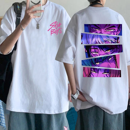 Cyberpunk Sunset Oversized Tee - Retro Neon Harajuku Streetwear