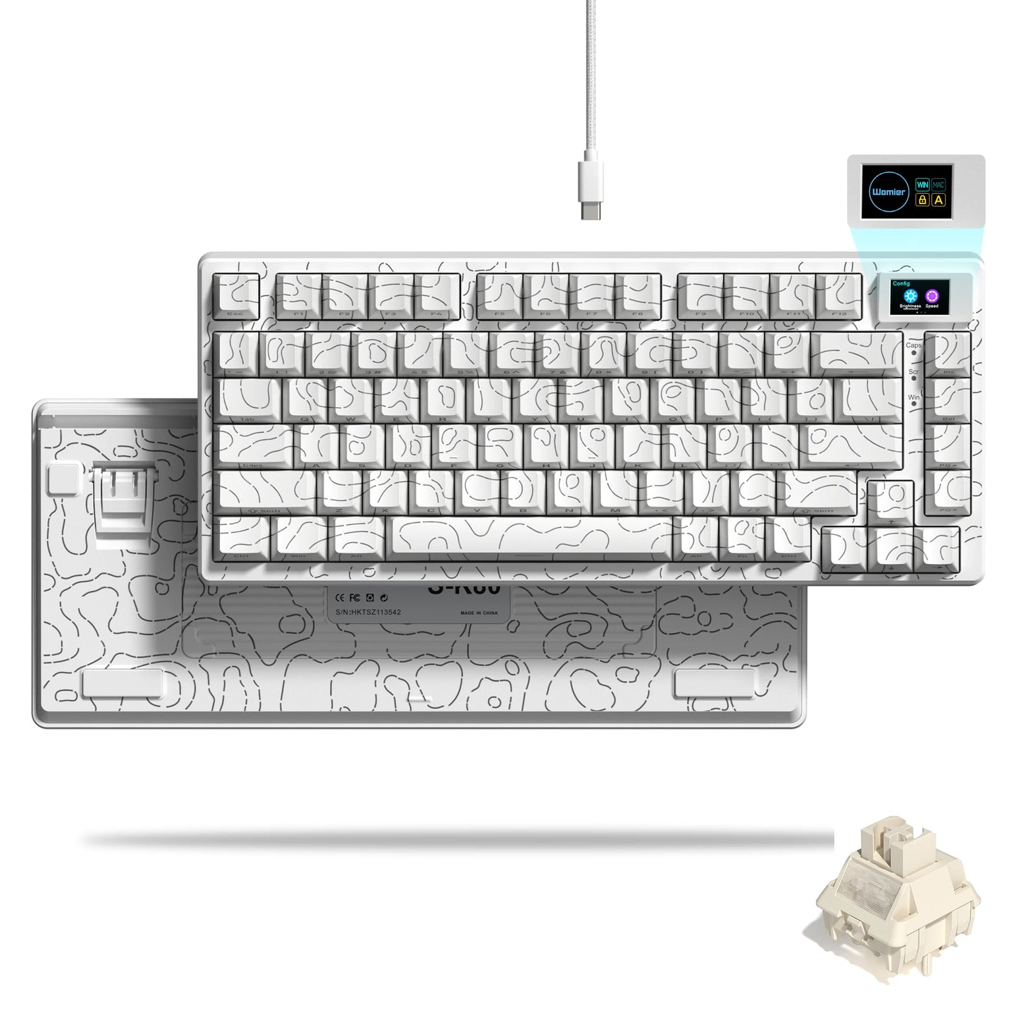 Womier S-K80 75% Mechanical Gaming Keyboard with OLED Display – Hot-Swap, RGB, Custom Gasket-Mount Design