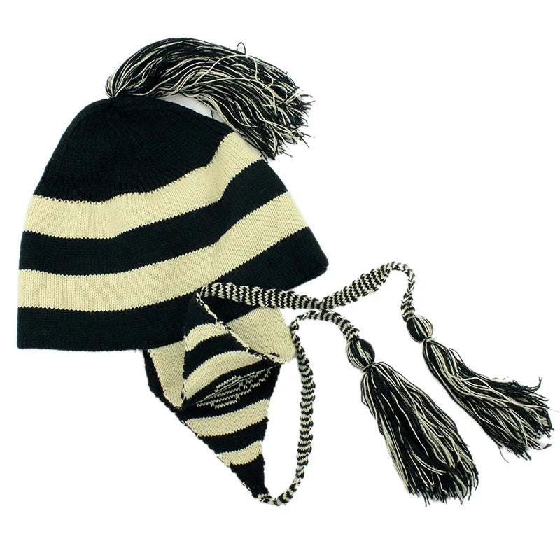 Nana Anime Shinichi Beanie – Warm Knitted Tassel Winter Earflap Hat