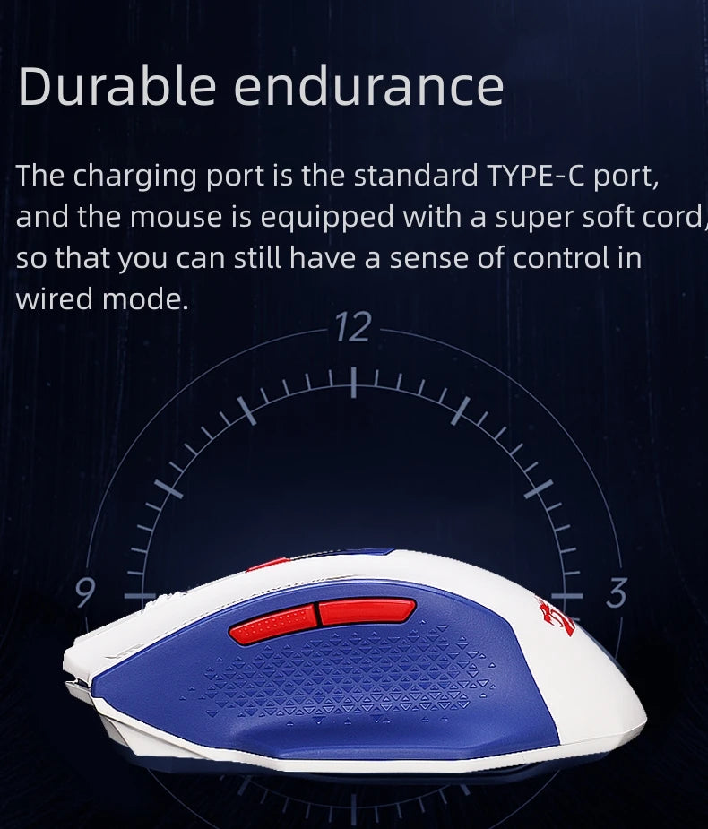 Redragon G62 Wireless Gaming Mouse – 2.4G + Bluetooth, 26,000 DPI Sensor, 6 Programmable Buttons, Ultra-Lightweight - Aruen Store