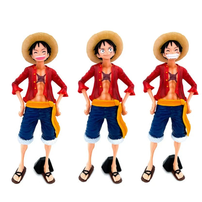 Quente 28cm uma peça anime figura confiden smiley luffy três forma rosto mudando boneca ação estatueta modelo brinquedos kits