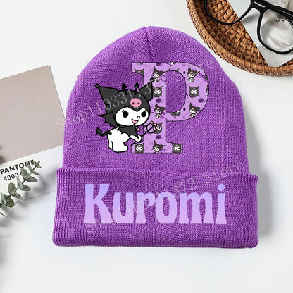 Personalized Gothic Bunny Beanie - Custom Letter Kawaii Knit Cap