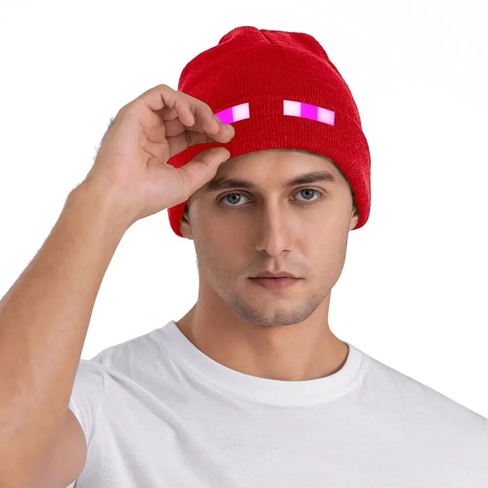 Pixel Gaming Beanie Hat - Purple Eyes Gamer Accessories
