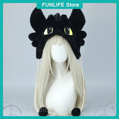 Night Fury Plush Dragon Cap - Fantasy Creature Kawaii Beanie