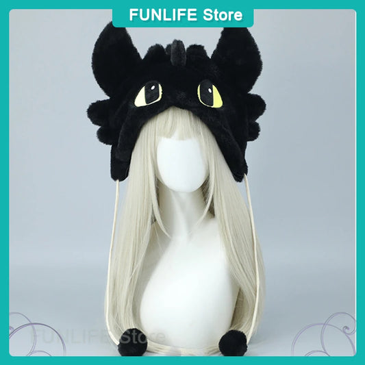 Night Fury Plush Dragon Cap - Fantasy Creature Kawaii Beanie