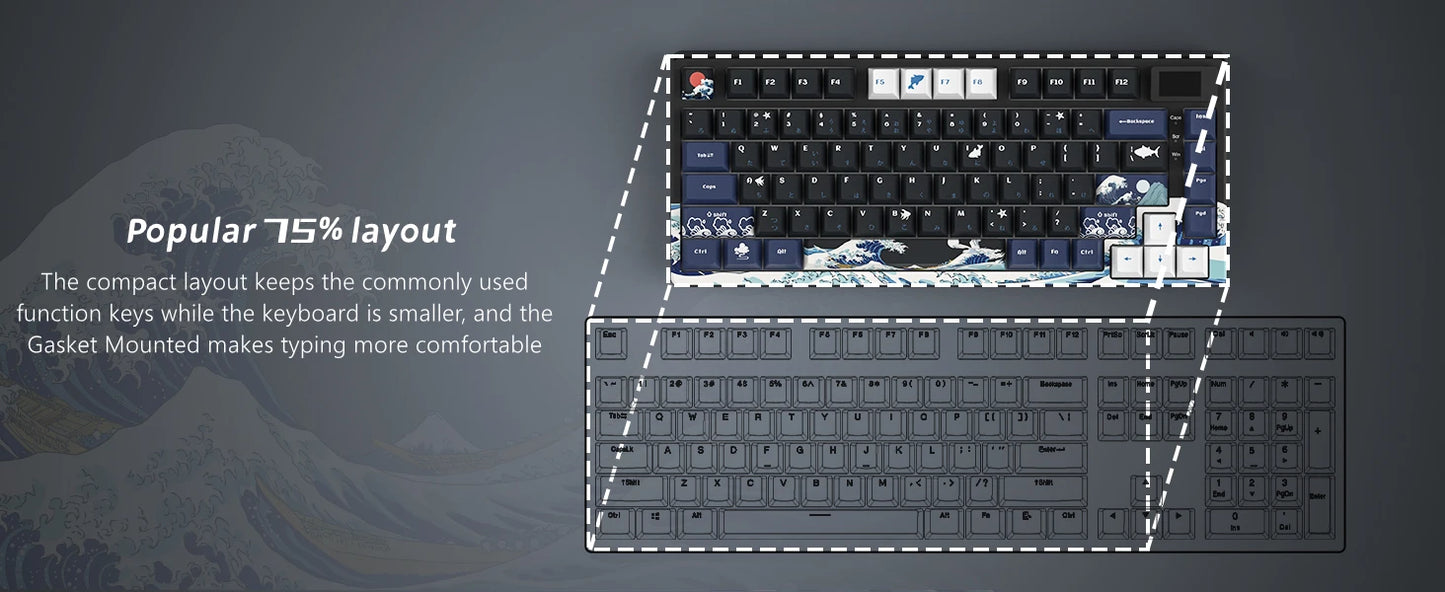 Womier S-K80 75% Mechanical Gaming Keyboard with OLED Display – Hot-Swap, RGB, Custom Gasket-Mount Design