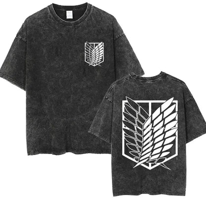 Vintage Washed "Wings of Freedom" Oversized Tee - Epic Battle Streetwear