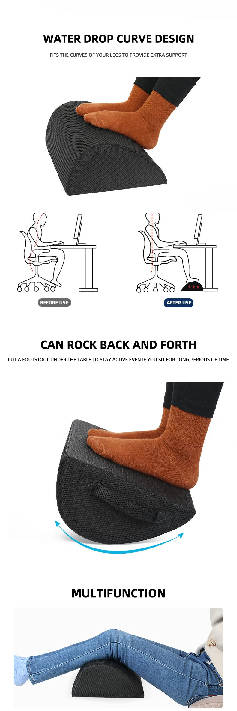 Ergonomic Memory Foam Foot Rest for Desk and Gaming Setup - Aruen Store