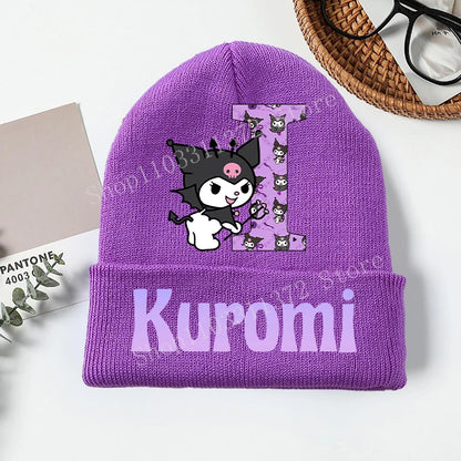 Personalized Gothic Bunny Beanie - Custom Letter Kawaii Knit Cap
