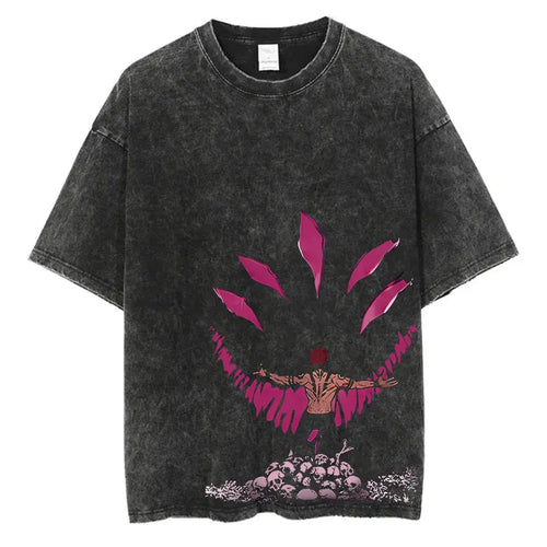 Washed Vintage Oversized Tee - Jagged Teeth Demon Streetwear