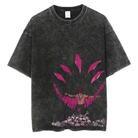 Washed Vintage Oversized Tee - Jagged Teeth Demon Streetwear