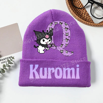 Personalized Gothic Bunny Beanie - Custom Letter Kawaii Knit Cap